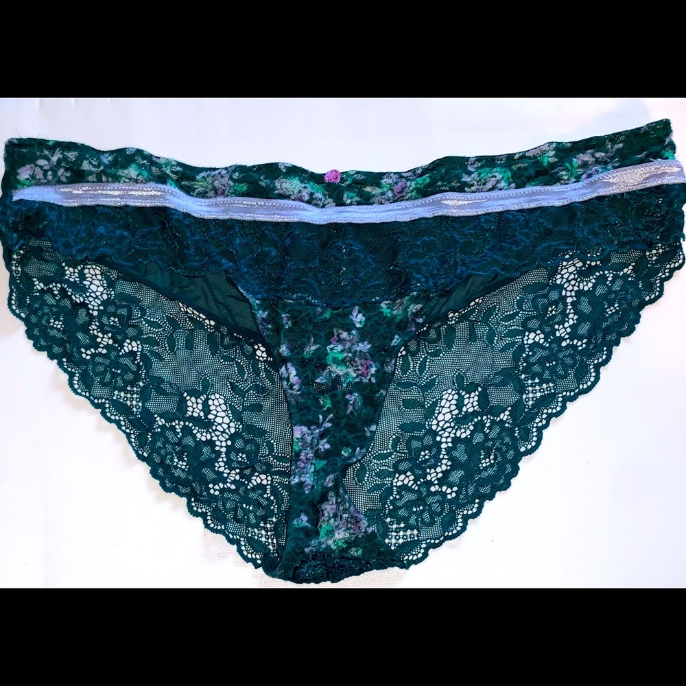 LIKE NEW Adore Me Cheeky Lace Panty 2X Green/Lavender - MATCHING BRA IN CLOSET